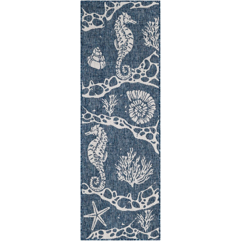 Tapis contemporain bleu marine Aycan, Tapis de couloir 2 pi x 6 pi 1 po