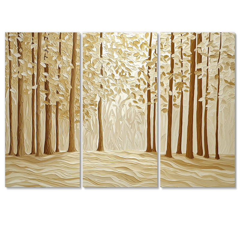 Golden Brown Forest Landscape III - ensemble d'art mural paysage de forêt, H 40 po x l 60 po, Toile tendue, Ne s’applique pas