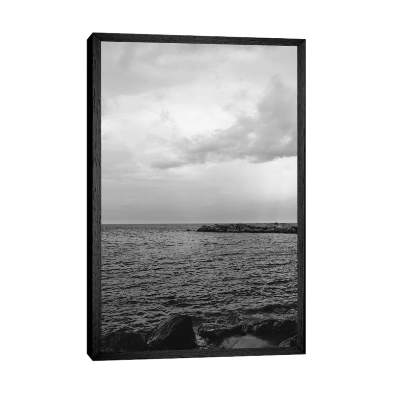 Barcelona Coast VIII by Bethany Young - Print on Canvas, Black Framed, 66.04cm H x 45.72cm W x 3.81cm D