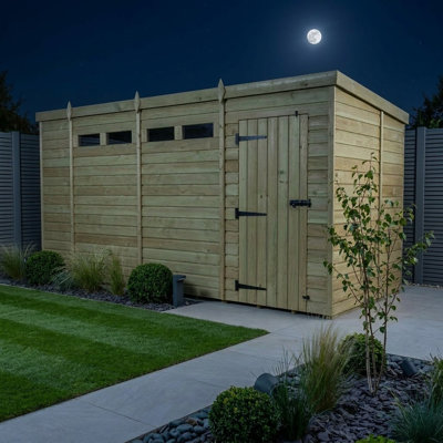Total Sheds 14ft x 7ft Security Pent Shed - Heavy-Duty Hasp Staple Anti-Tamper - Pressure Treated Timber - UK Manufactured