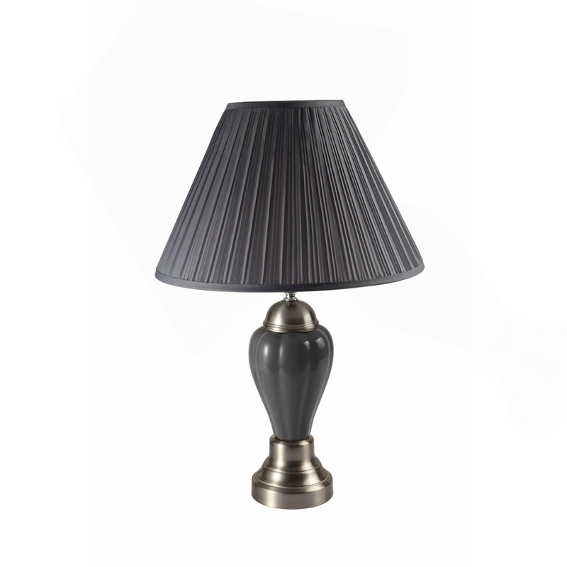 Lampe de table haute 27,5 po, argent et gris, Gris/argent, Noir