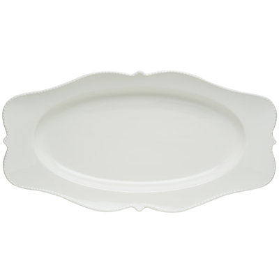 Red Vanilla Pinpoint White Oval Platter