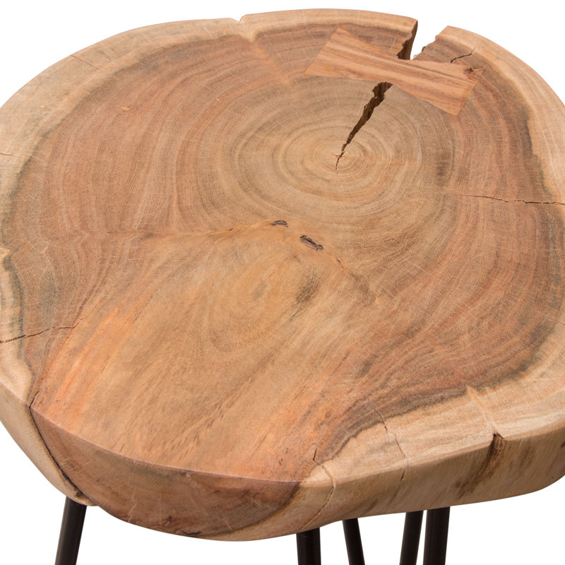 Azzole Solid Wood Top End Table