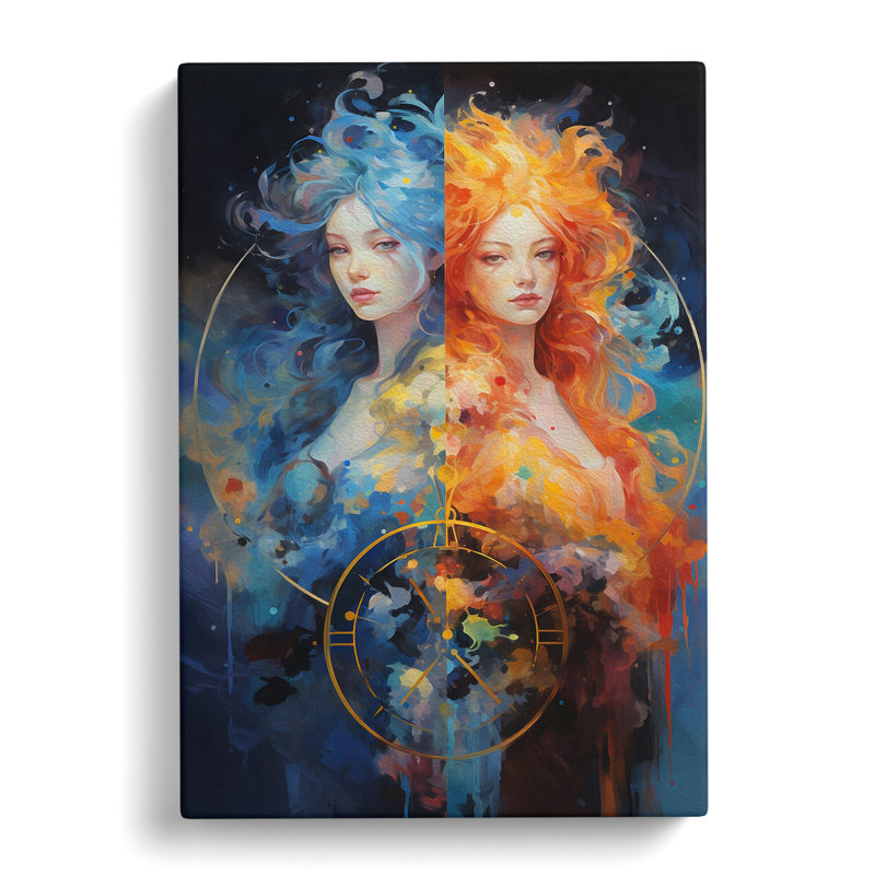 Gemini Zodiac Impressionism No.2 - Print, 50cm H x 35cm W x 3cm D