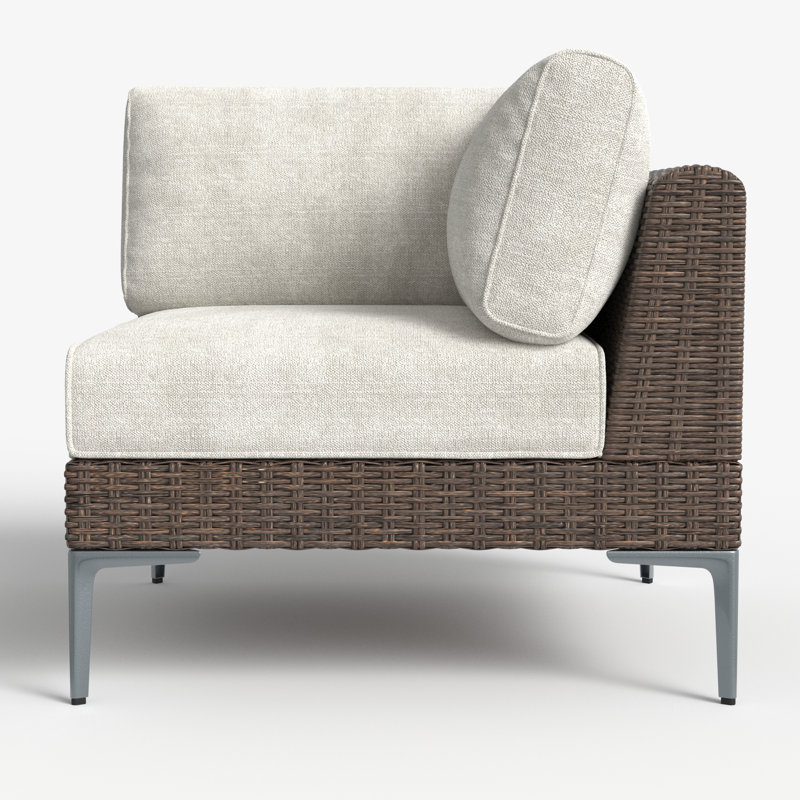 Layinsun Modern Outdoor Wicker Rattan Patio Modular Sectional Corner Chair With 6-inch Thick Cushions, Beige