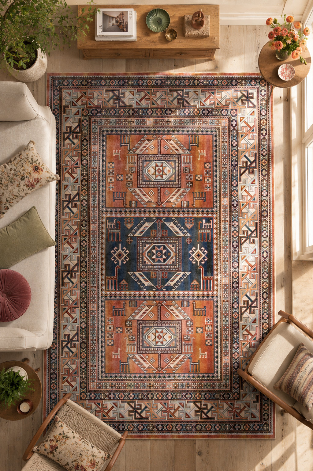 Ovid Oriental Machine Woven Area Rug, Rectangle 7'10"x 10'9"