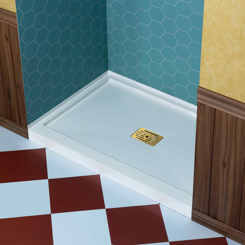 WOODBRIDGE 48 In. X 36 In. Solid Surface Shower Pan Base, Alcove Installation With Left/Right/Center Drain Options, Slip-Resistant & Mold-Resistant