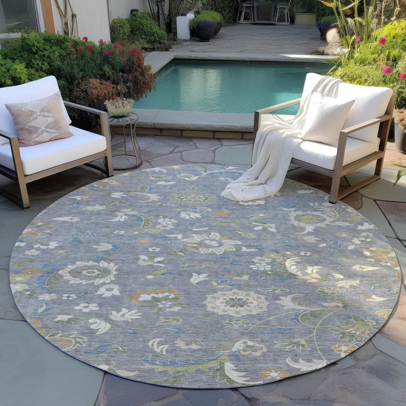 Tapis intérieur / extérieur gris Aveline , 2'3" x 7'6"