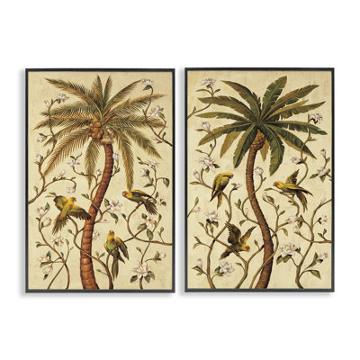  Perroquets et courbes de palmiers, ensemble de 2 giclées par Rodolfo Jimenez