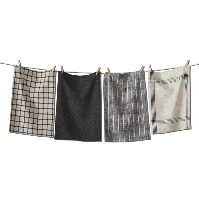 Canyon Woven Dishtowel Set/4 Black Multi, 0.1" H x 18" W x 26" D, Black Multi
