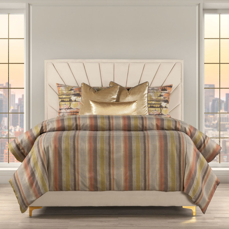 Spry Melon Duvet Cover & Insert Set, CalKingDuvetCover&Insert+2KingShams+3ThrowPillows