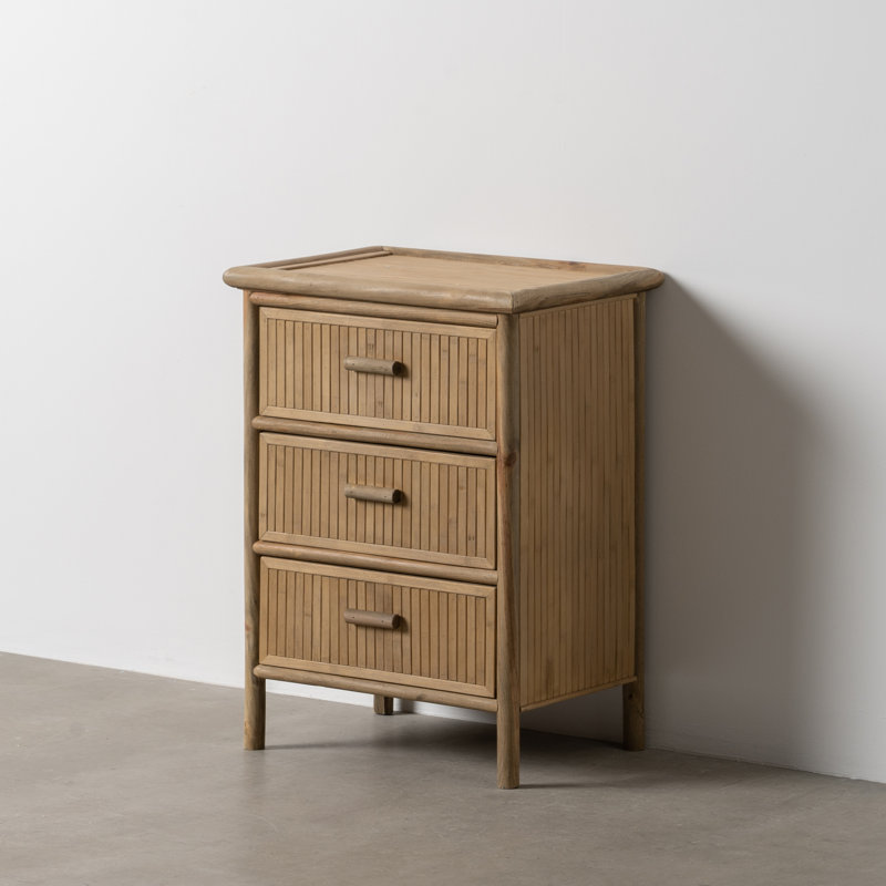 48cm W Bamboo / Rattan Bedside Table