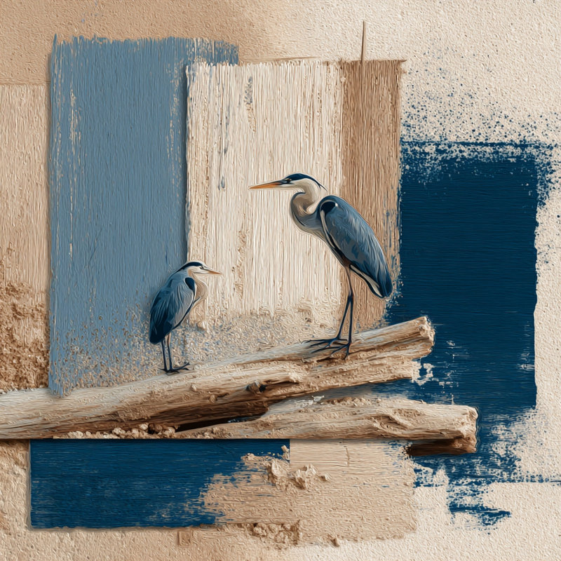 «Quiet Shore Heron», art mural sur toile tendue, 20"W x 20"H x 1.5"D