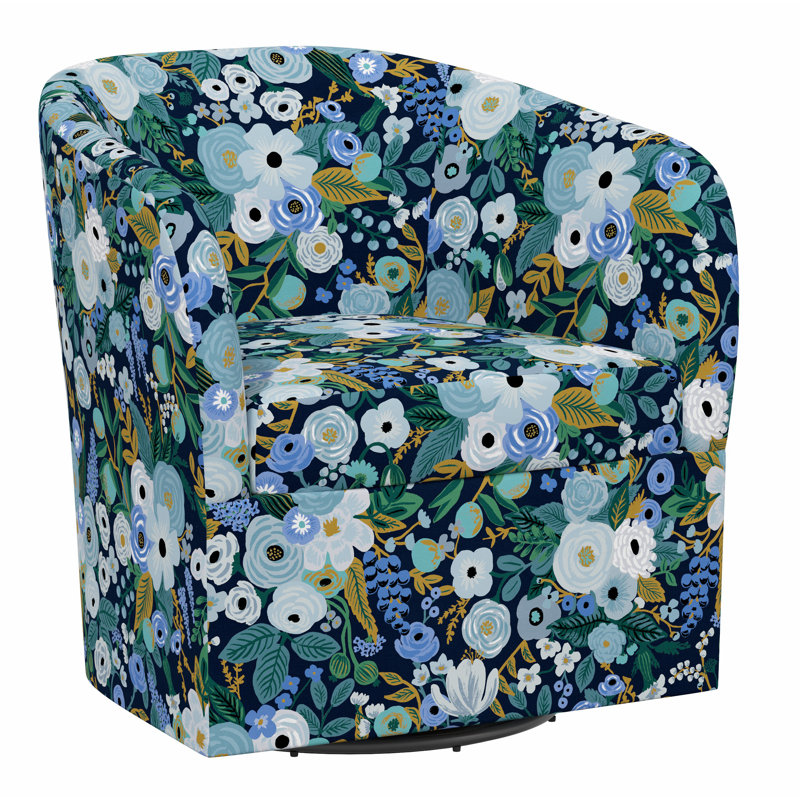 Pembroke Swivel Chair, Rpc Garden Party Blue Linen