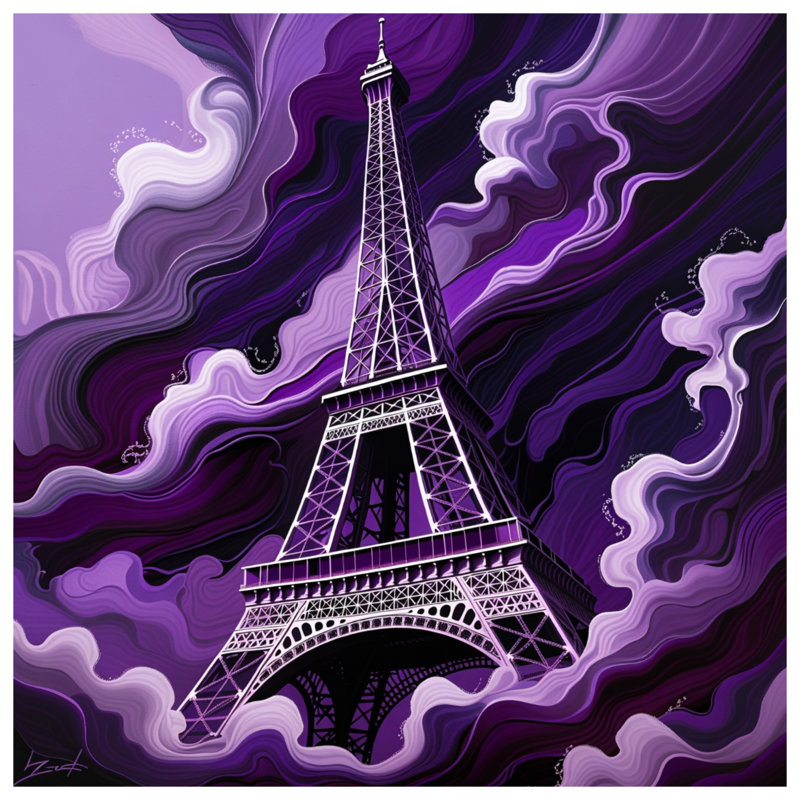 Tapisserie murale Tour Eiffel - Décoration murale architecture, H 68 po x l 80 po avec 4 œillets