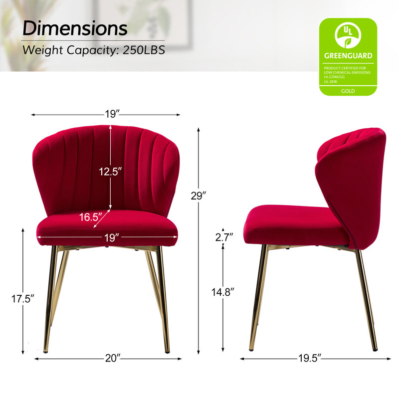Fauteuil d'appoint moderne en velours avec dossier capitonné Leona H 29 po, Velours rouge