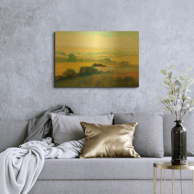« Brume matinale » de William McCarthy, tableau mural en métal doré, 91,4 cm x 61 cm, 24" H x 36" W