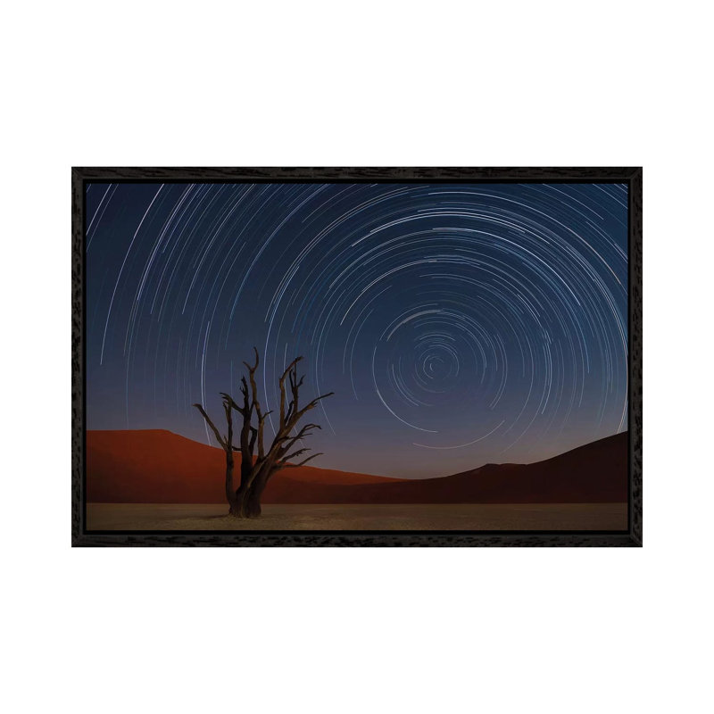 Star Trails of Namibia 1 Piece Wall Art on Canvas, 66.04cm H x 101.6cm W x 3.81cm D, Black Framed