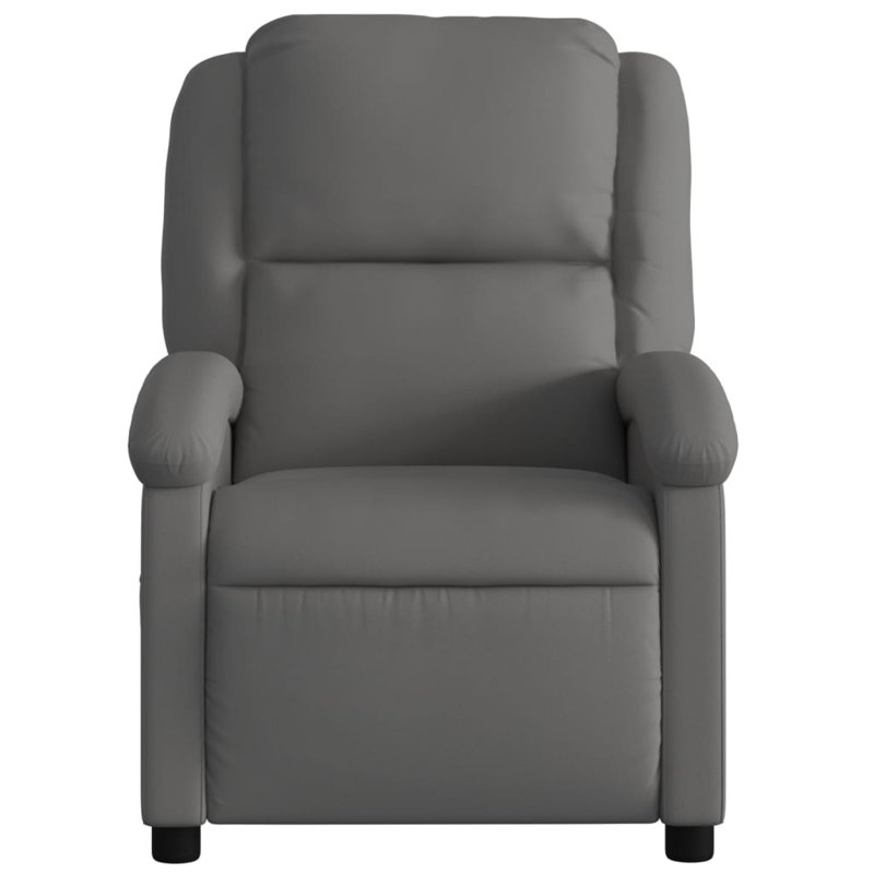 Fauteuil inclinable manuel Bryndle, dossier / repose-pieds réglable, cuir véritable, Gris