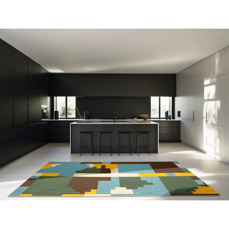 Blocky Horizons Rug, Square 5'