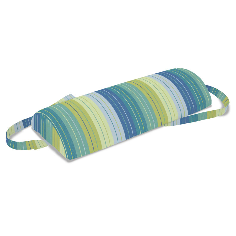 Casual Cushion Outdoor Chaise Headrest Pillow, Striped Sunbrella Fade-Resistant for Chaise Loungers & Pool Recliners, 19"W x 8.5"L, 3.25" thick, Removable Cover, Seville Seaside