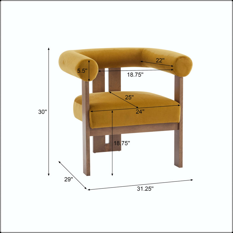 Chaise d'appoint moderne rembourrée à trois pieds avec accoudoirs modernes, Marron foncé