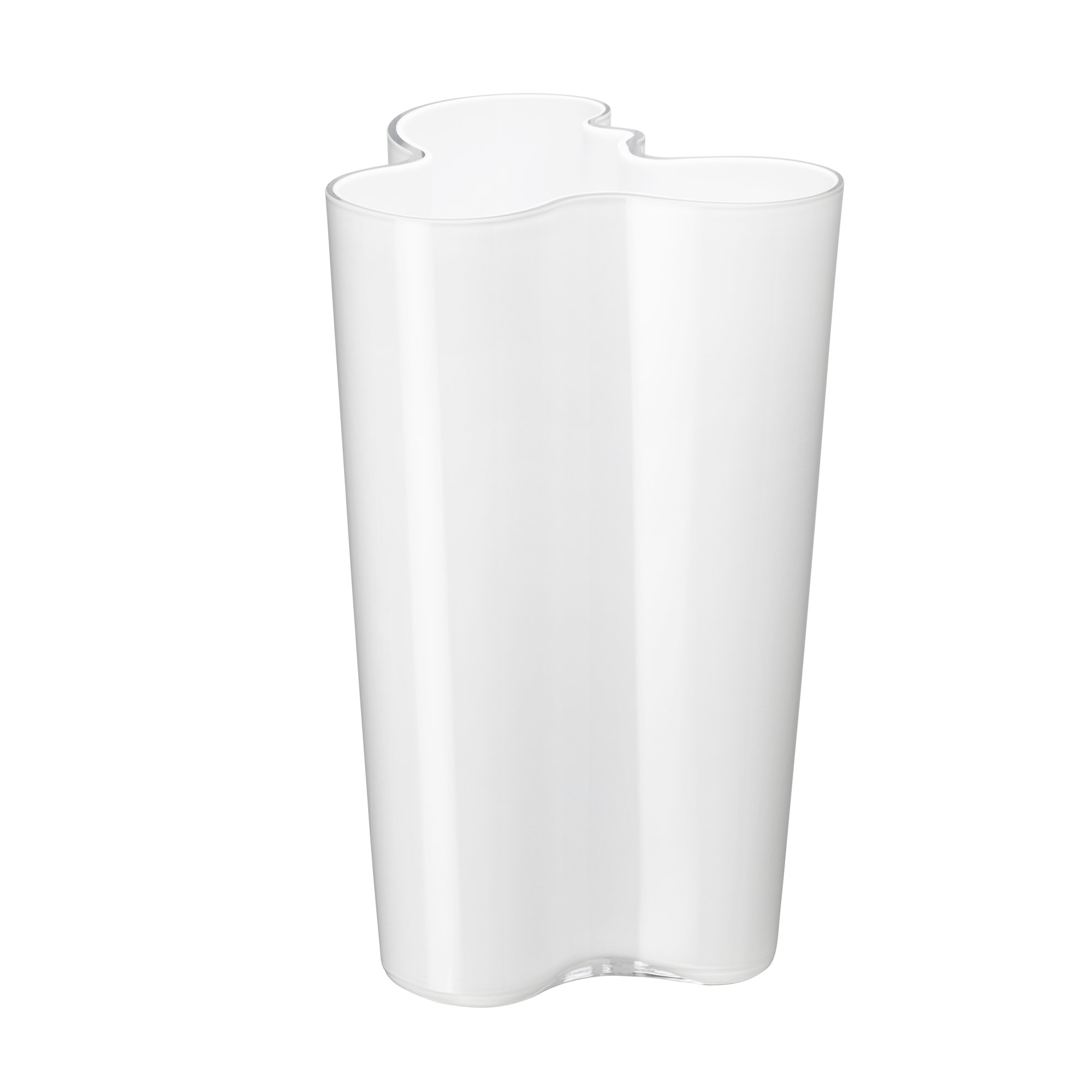 Aalto Glass Table Vase, 3.74" H x 4.49" W x 3.69" D, White
