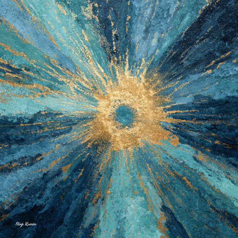 «Blue Radiance Burst», art mural sur toile tendue