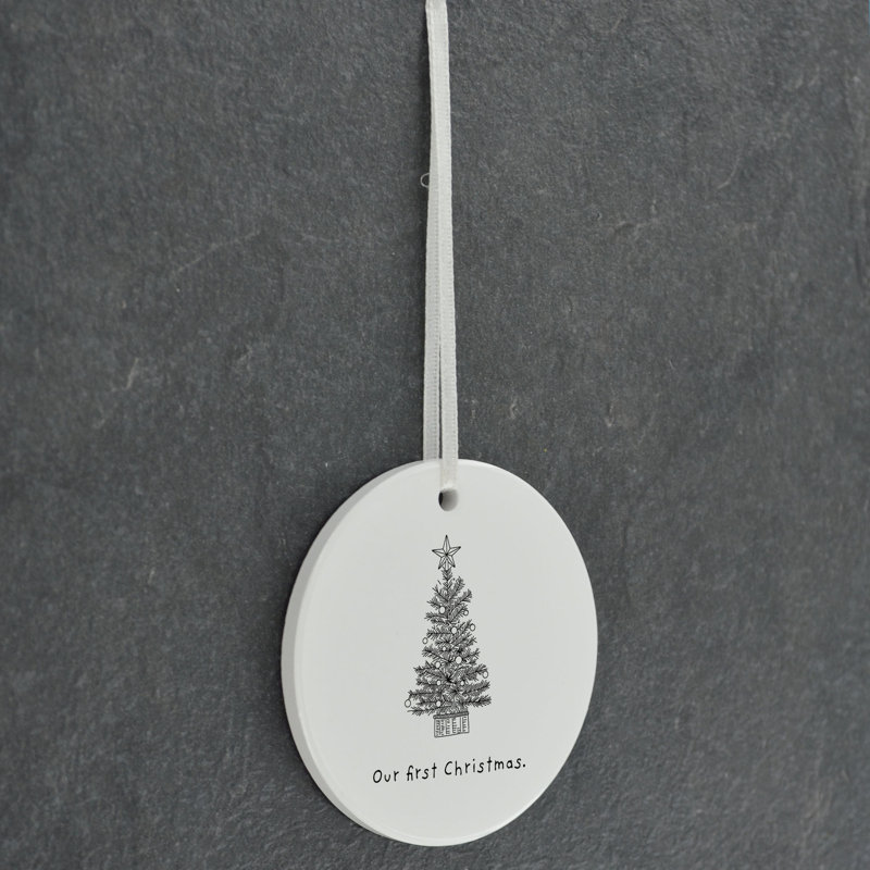 Carley Our First Christmas Circle Shaped Ceramic Ornament