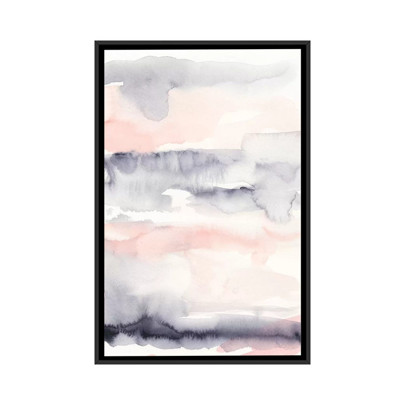 « Violet & blush II » par Ethan Harper, reproduction d’art, H 26 po x l 18 po x 1,5 po, Toile avec cadre noir, Pas de tapis