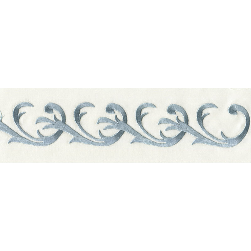 Lisa Percale Damask Flat Sheet, Blue, Queen
