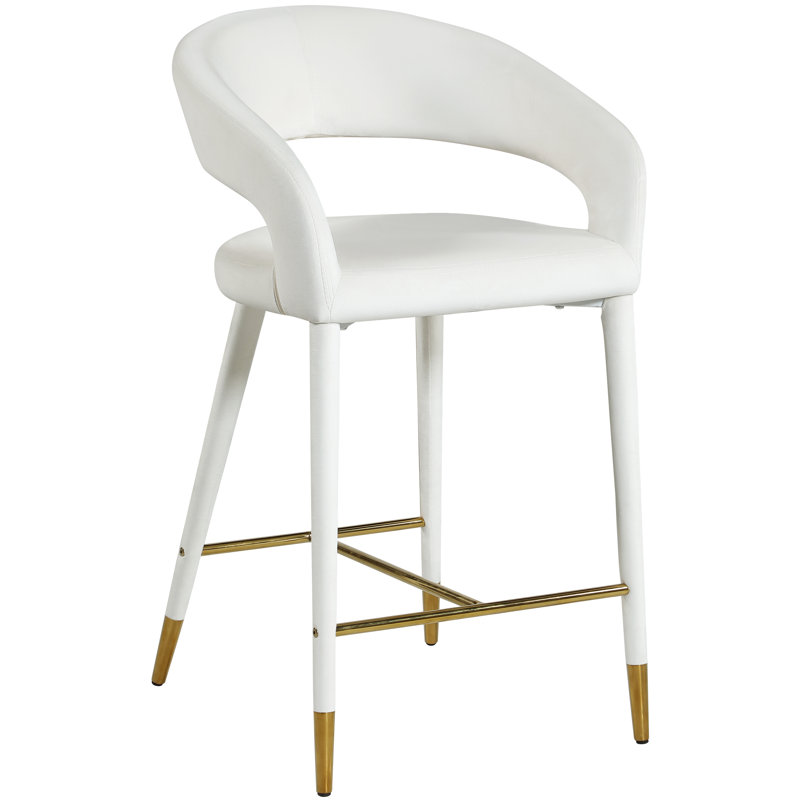 Tabouret de comptoir 26,5 po Destiny, Velours, Crème