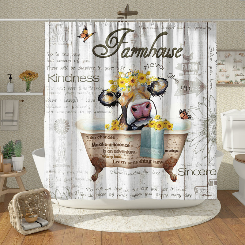 Ensemble de rideau de douche en polyester 13 pièces + crochets Viresh