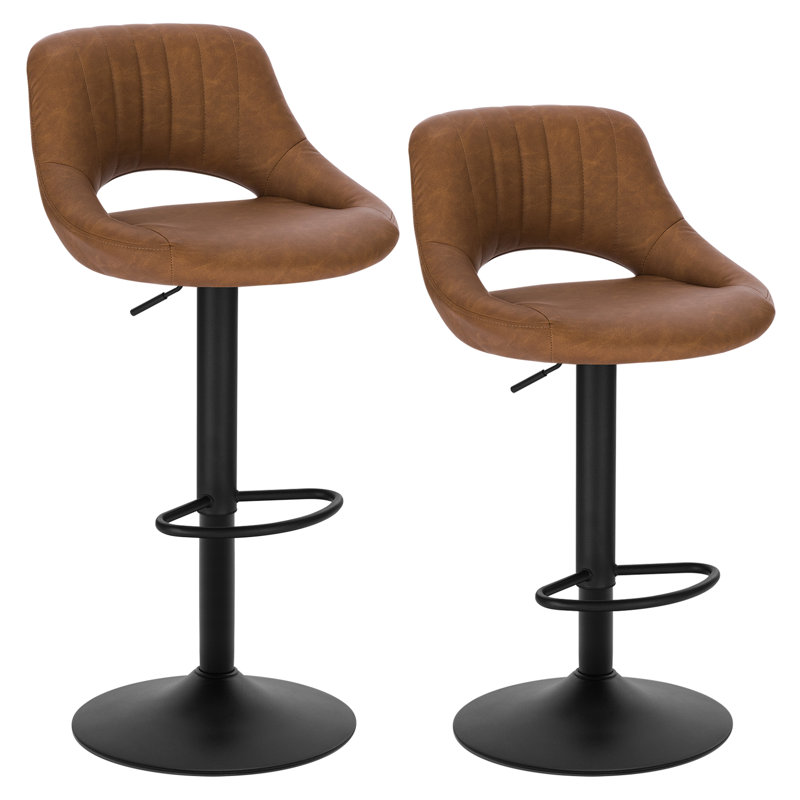 Simonsen Swivel Upholstered Adjustable Height Counter Stool with Metal Frame, Brown