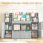 Bibliothèque standard à 6 compartiments en bois avec 4 portes et 2 tiroirs amovibles gris, Kirklyn-108198955