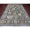 Tapis oriental brun noué à la main 8 pi x 9 pi 10 po, 100% laine, teinture naturelle, motif angus afghan Oushak avec motif floral, noué à la main