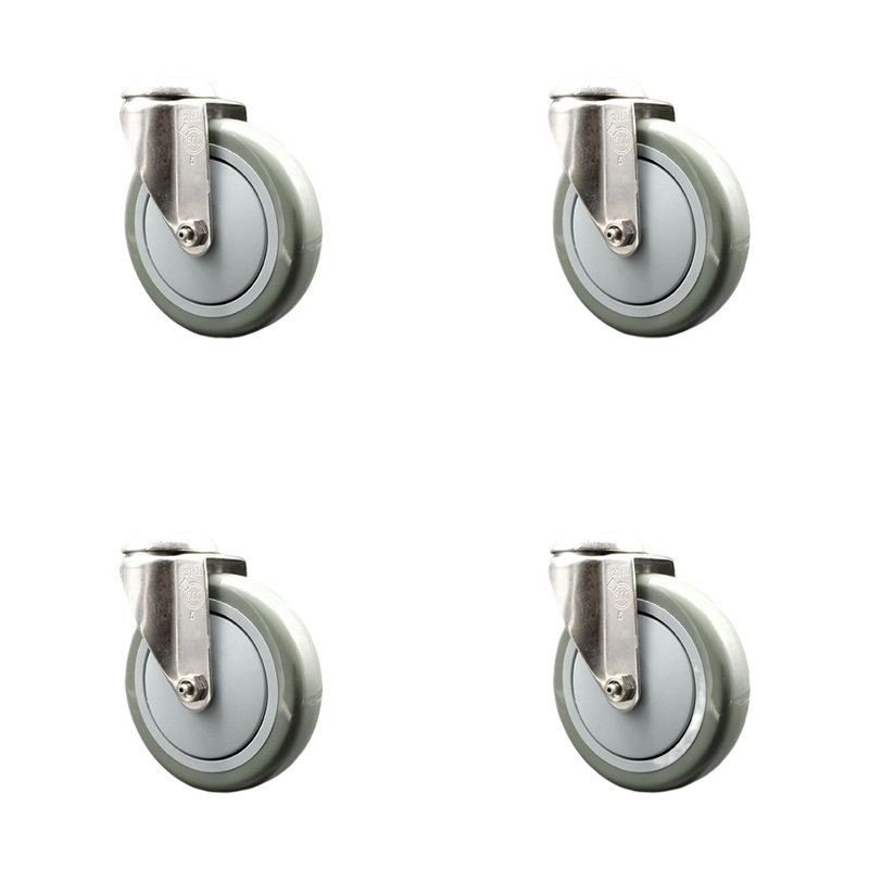 Roulettes pivotantes, H 5 po x l 5 po, gris