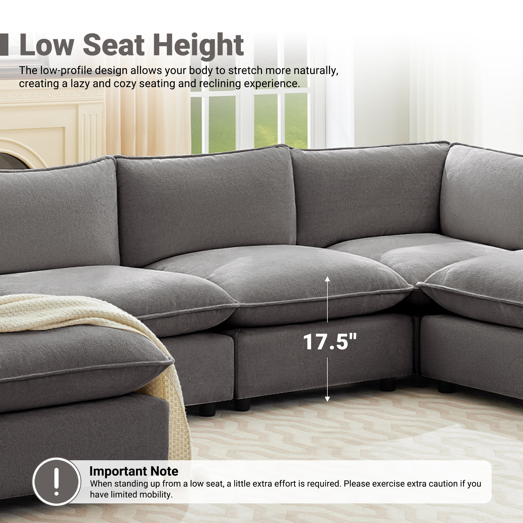 Eagan 106" 4 - Piece Modular Sectional, Gray Chenille