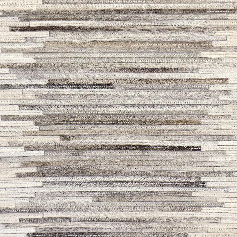 Galaxy Striped Silver Cowhide Pouf 18"