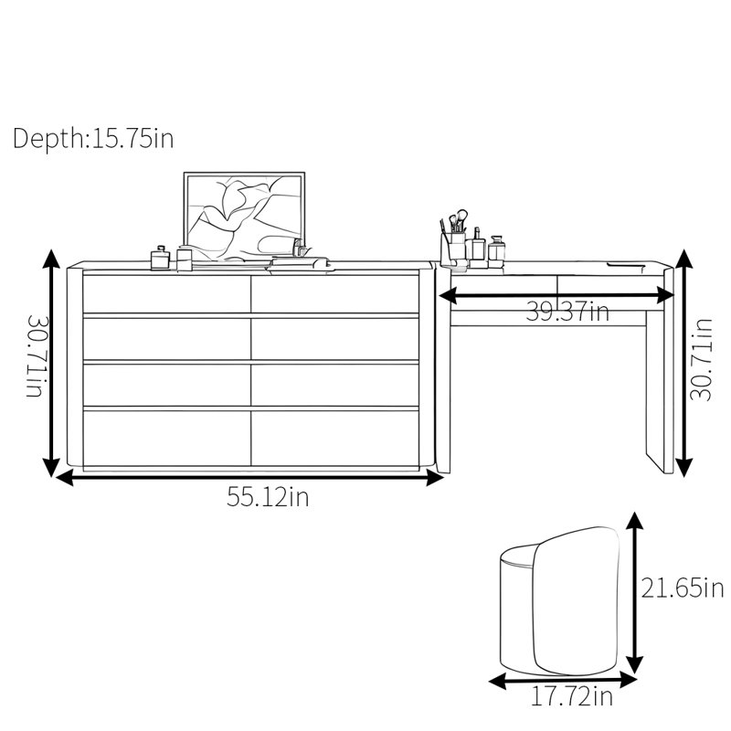 Modern Light Luxury Retractable Dresser