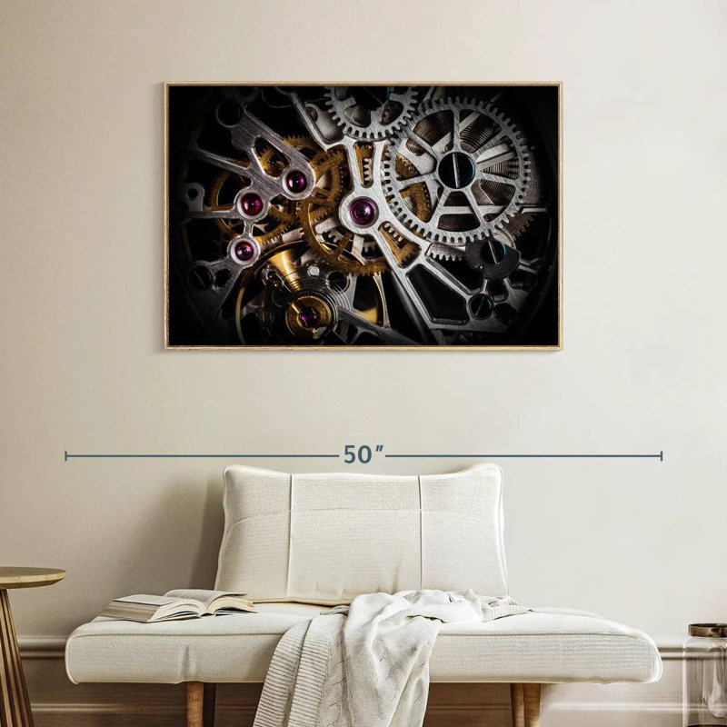Mécanisme de montre, Cadre flottant en bois naturel, 40 po x 27 po