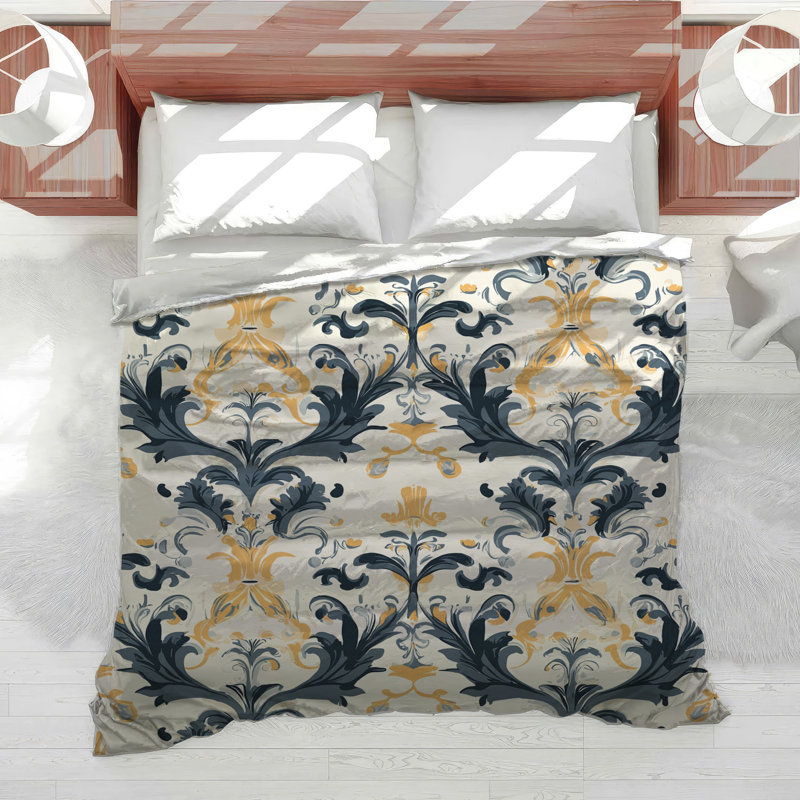 Damask Bedding Pattern Comforter Traditional, King Comforter