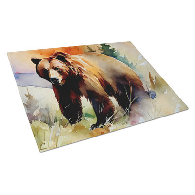 Grizzly Bear Glass Cutting Board Large