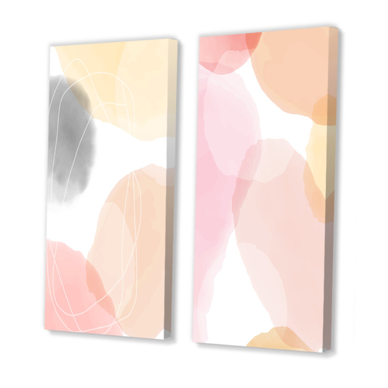 «Abstract Pastel Minimalistic Clouds III», ensemble de 2 peintures, Toile tendue, H 20 po x l 24 po x P 1 po
