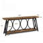 Console industrielle 70,9 po, rangement à 2 niveaux, structure en métal pour le salon - brun rustique / noir