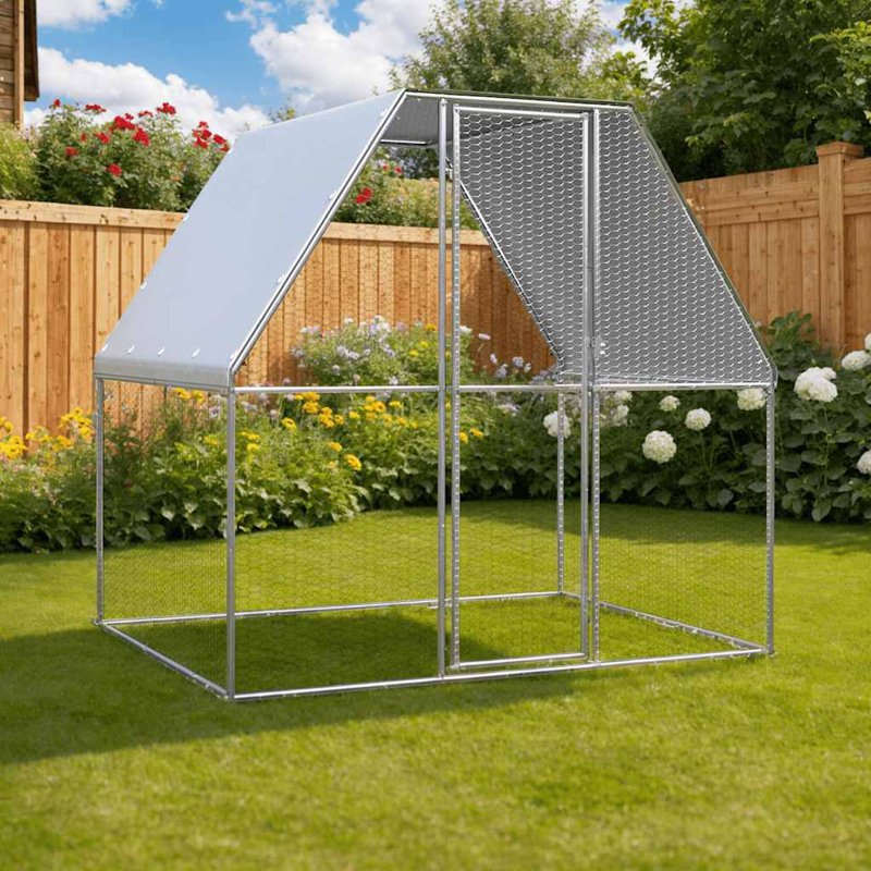 Grande cage à poulets en acier galvanisé gris et gris pour poulailler, H 16,8 po x l 40 po x P 13,8 po