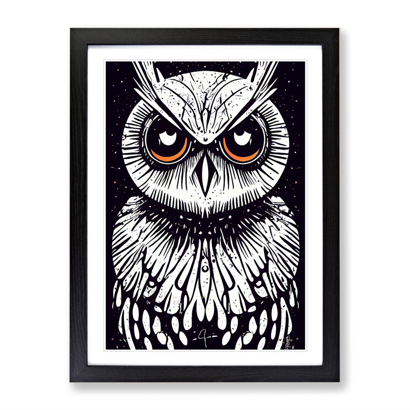 Owl Graffiti Art - Framed Print, Black, 64cm H x 46cm W x 2cm D