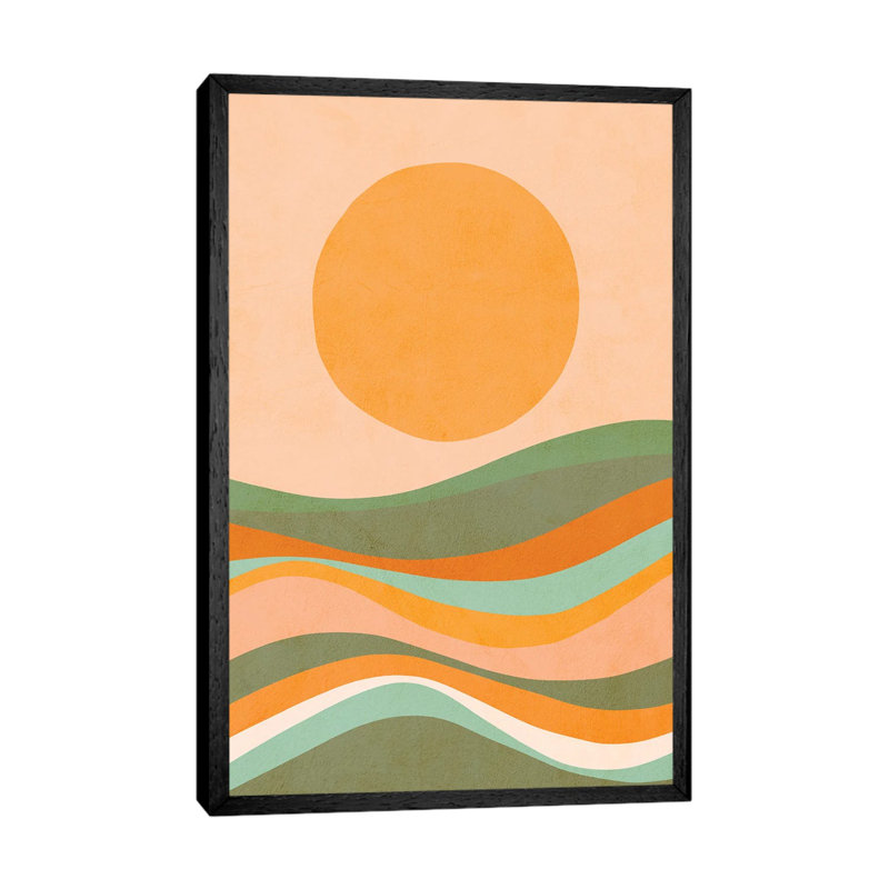 Rainbow Waves Landscape 1 Piece Wall Art on Canvas, 101.6 cm H x 66.04 cm W, Black Framed