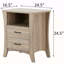 Table de chevet rustique naturelle avec 2 tiroirs et tablettes ouvertes-1005618915