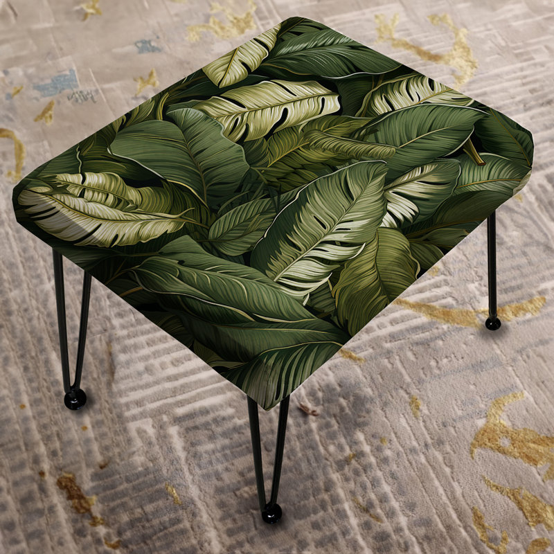 Vert Banana Leaf Bliss Tropical Motif V - Repose-pieds rectangulaire Tropical